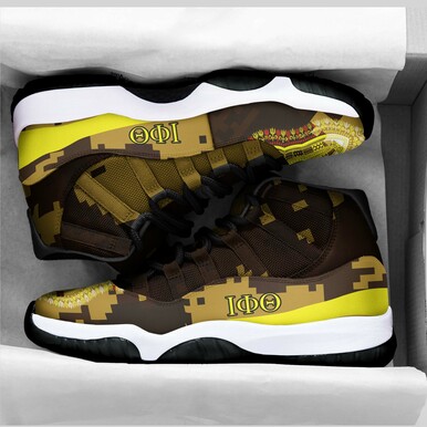 Iota Phi Theta High Top Basketball Shoes J 11 – Fraternity Dashiki Culture Camouflage Patterns High Top Sneakers J 11