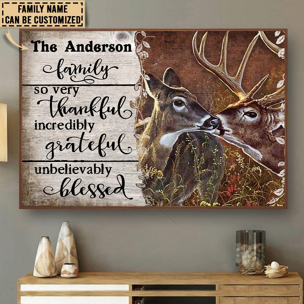 Aeticon Gifts Personalized Deer Very Thankful Canvas Mom Dad Gift Home Decor