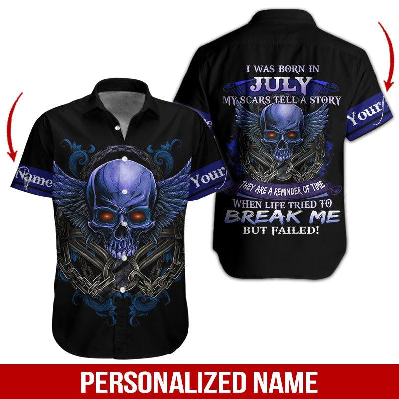 Skull July Guy Custom Name Hawaii Shirt For Men Women Ha52803