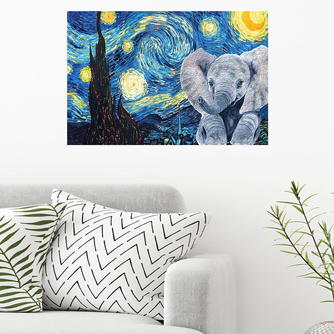 Starry Night – Elephant Poster