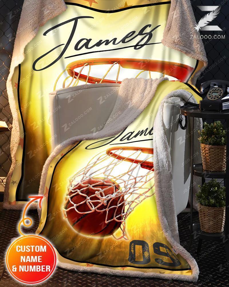 Christmas Gift Custom Fleece Blanket Basketball Sunshine