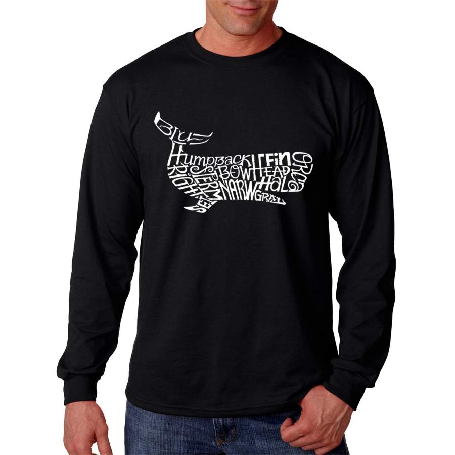 LA Pop Art  Men’s Word Art Long Sleeve T-shirt – Humpback Whale