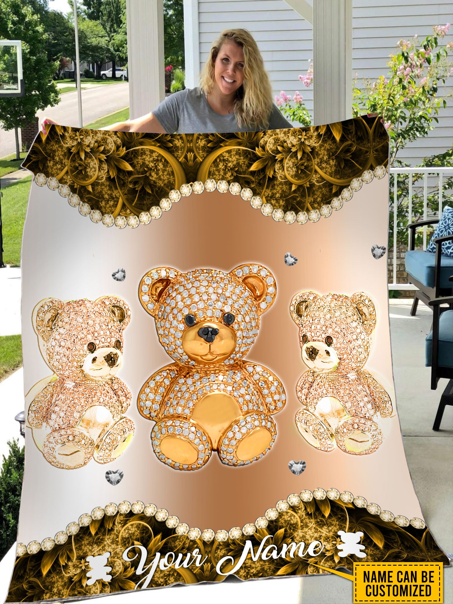 Tmarc Tee Customized Name Teddy Bear Blanket .S