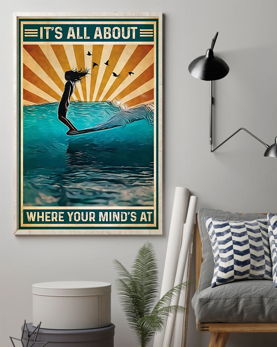 Surfing It’s All About Where Your Mind’s At Vertical Canvas And Poster | Wall Decor Visual Art