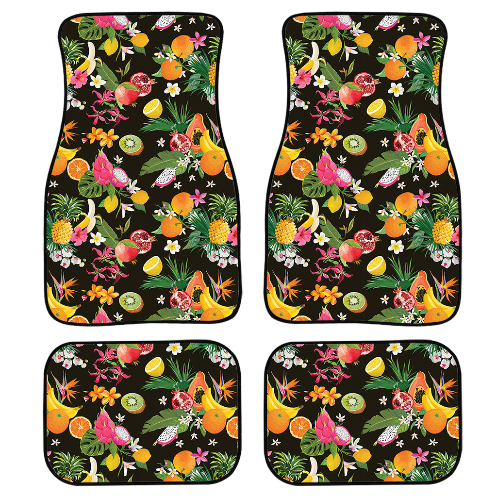 Tropical Paradise Fruits Pattern Print Front And Back Car Floor Mats, Front Car Mat