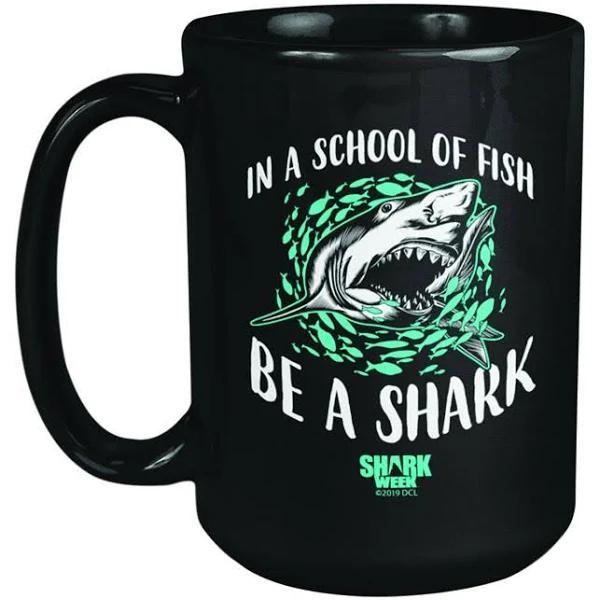 Shark Week In A School Of Fish, Be A Shark Mug In Black, , Ceramic