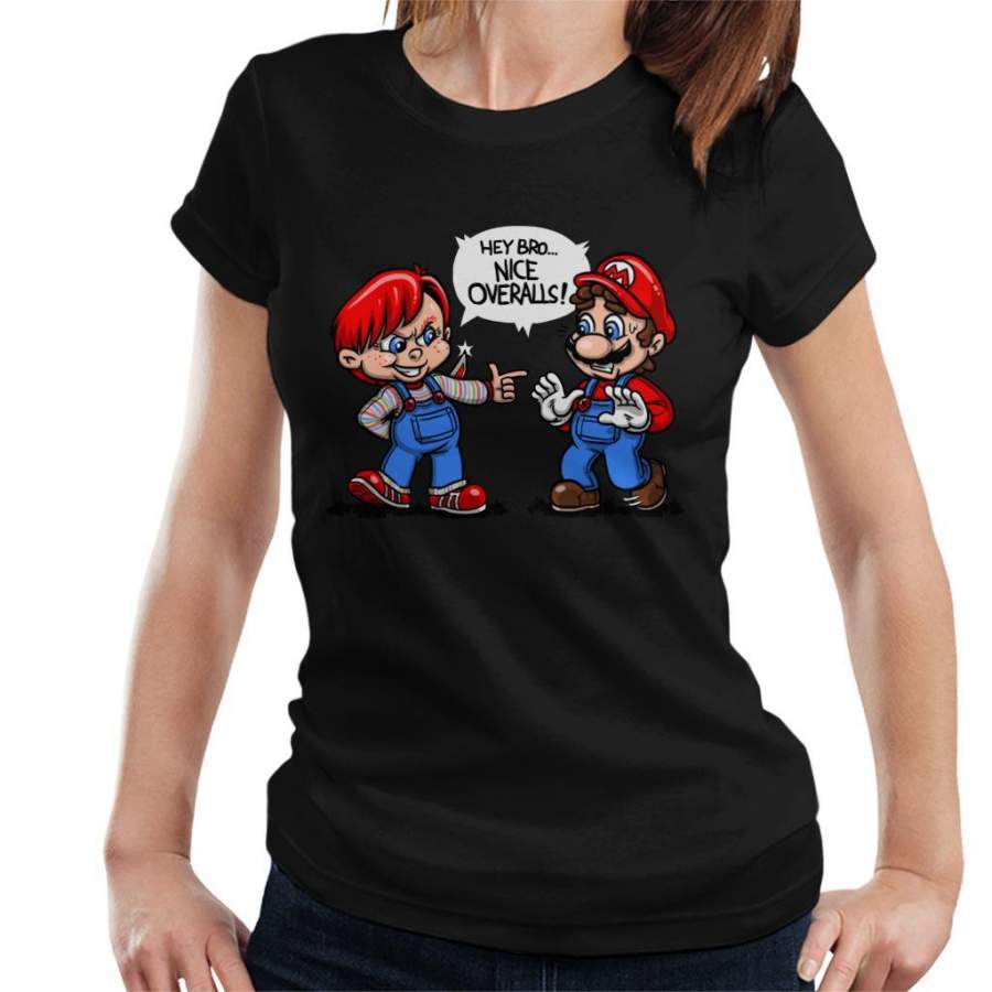 Nice Overalls Chucky And Super Mario Women’s T-Shirt