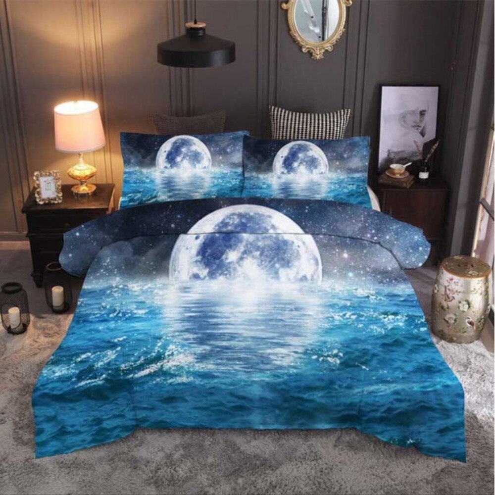 Magic Forest Ocean Beach Dolphin Scenery 3D Bedding Set Duvet Covers Pillowcases Single Double Quenn King Bedclothes