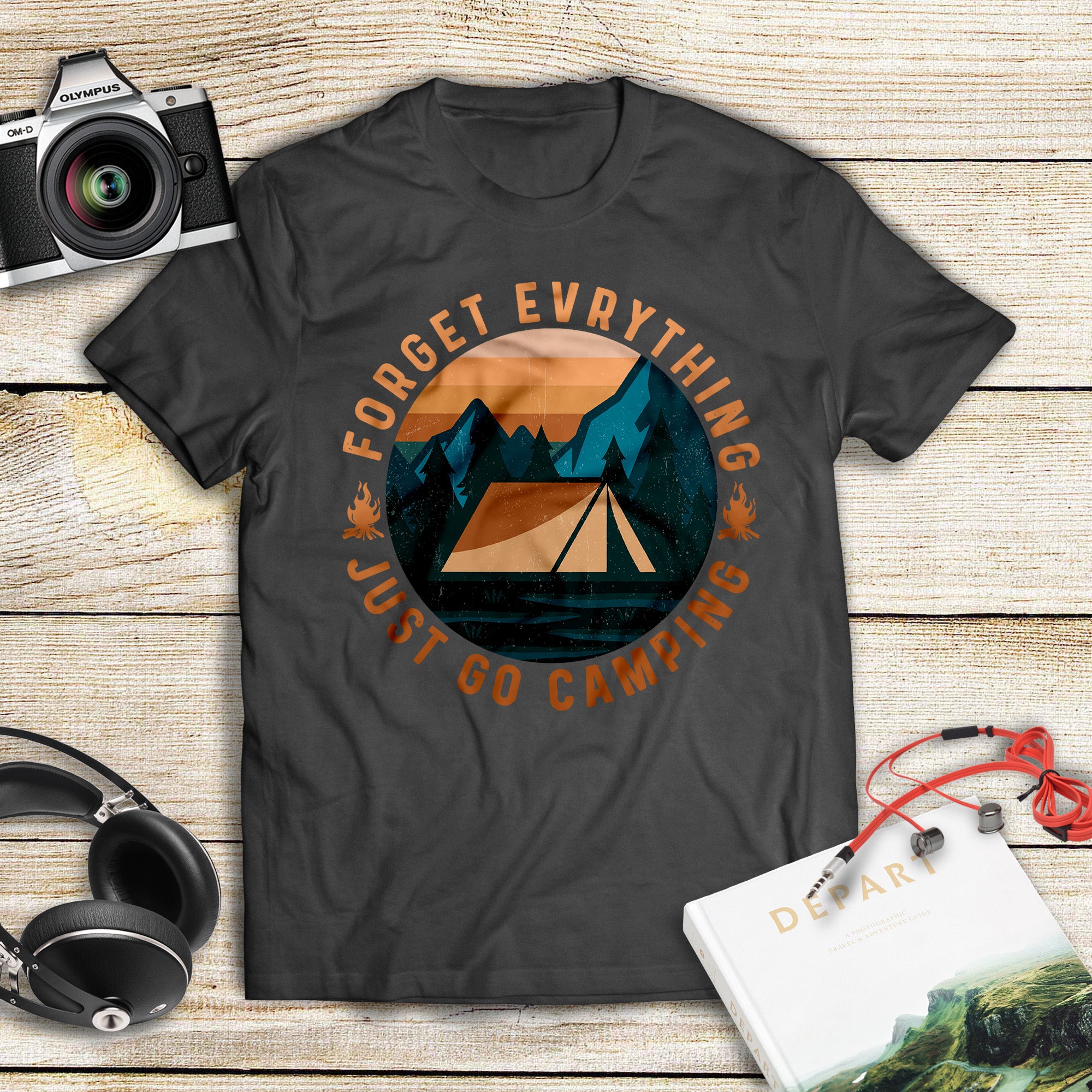 Forget Everything Just Go Camping Vintage Retro Gift Men Women T-shirt