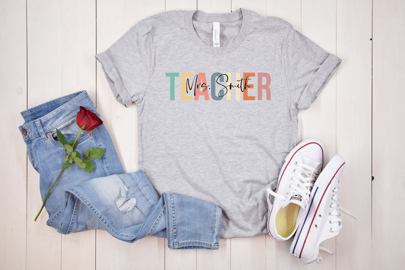 Customized Name Teacher Shirt, Personalized Name Teacher Shirt, Kindergarten Teacher Shirt, Elementary Teacher Shirt, Teacher Gift