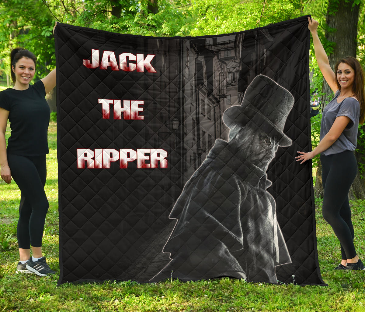 Horror Movie Premium Quilt | Jack The Ripper In City Black White Quilt Blanket Nt090303