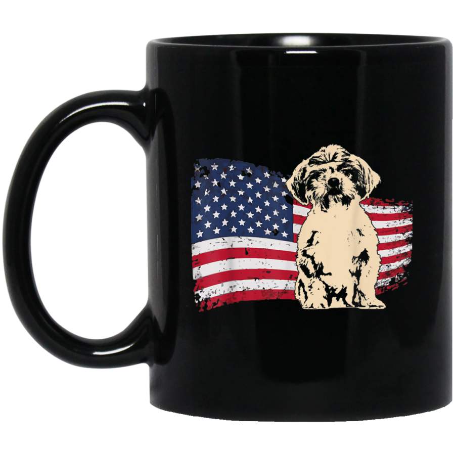 Vintage Shih Tzu Boys Girls Adults Gift 11 oz 15 oz Mug Black