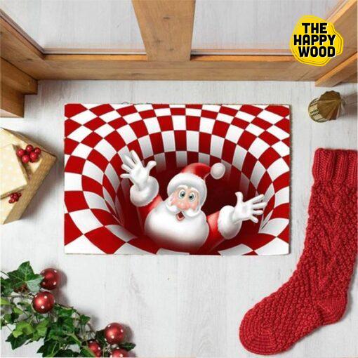 Cheer Santa Christmas 3D Illusion Doormat