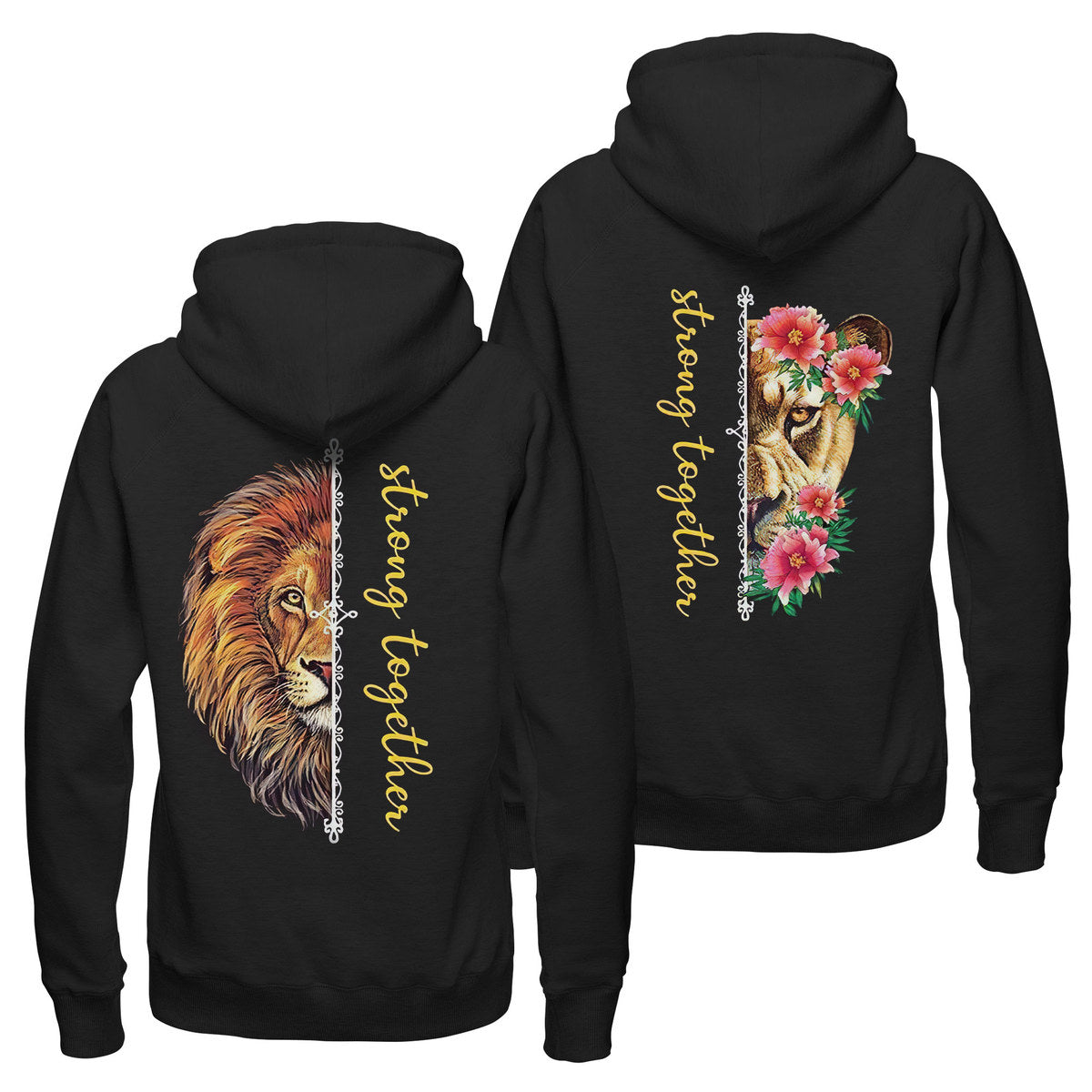 Strong Together Hoodie, Lion Couple Hoodie, Couple Hoodie, Husband Wife Hoodie, Lion Hoodie, Unisex Hoodie