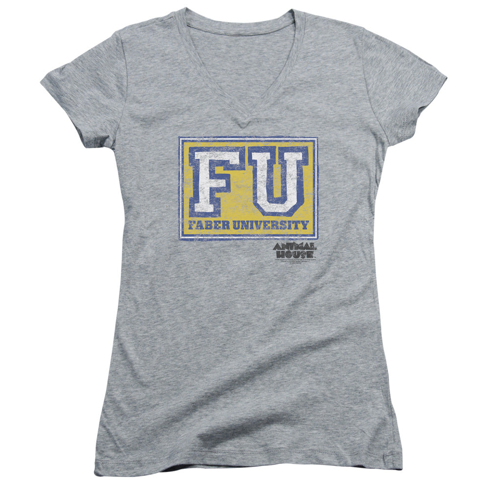 Animal House – Faber University Junior Girls V Neck T-Shirt