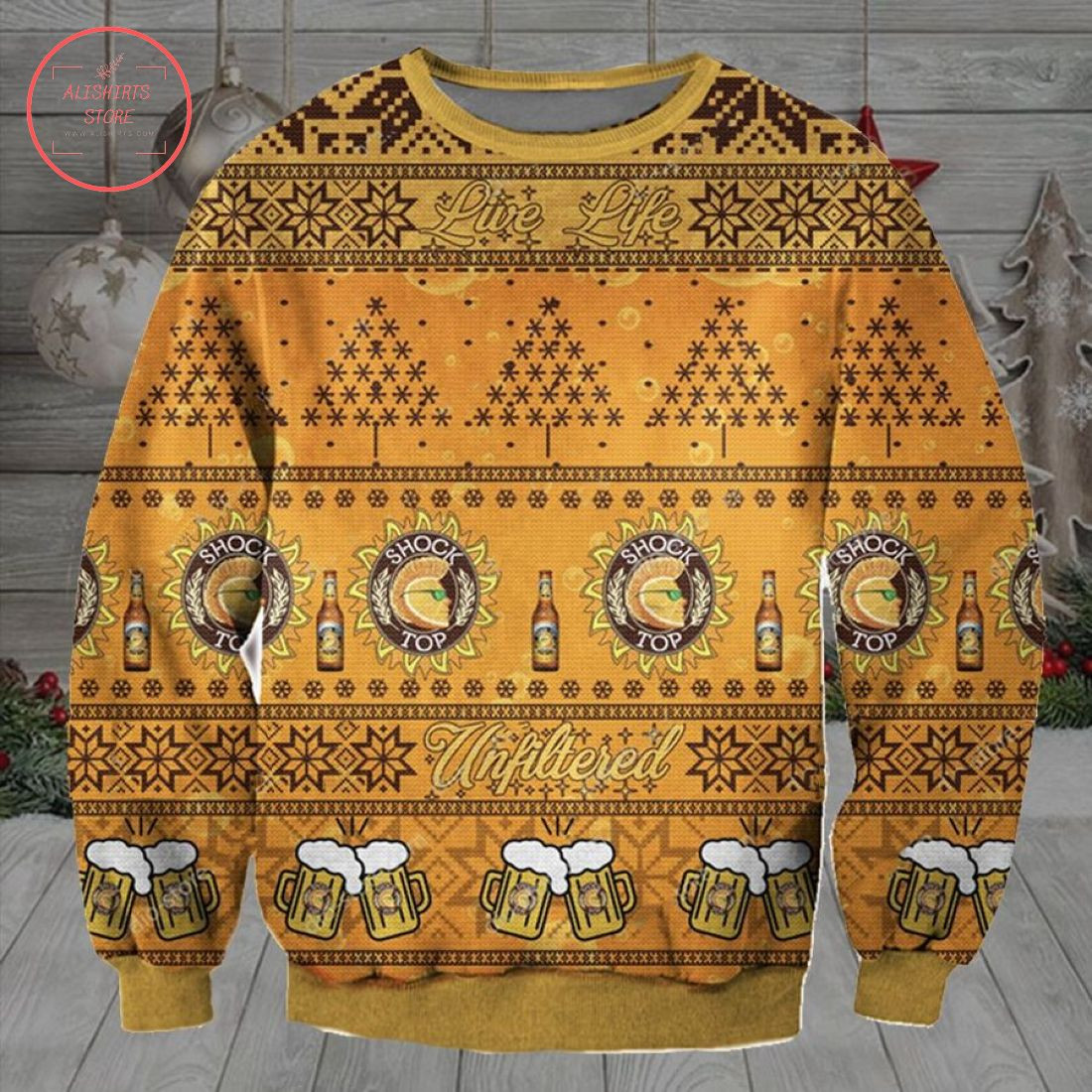 Shock Top Beer Ugly Christmas Sweater