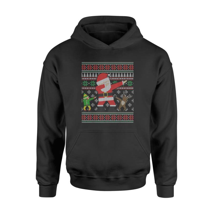 Dabbing Santa Ugly Christmas Sweater T-Shirt Elf Reindeer – Standard Hoodie