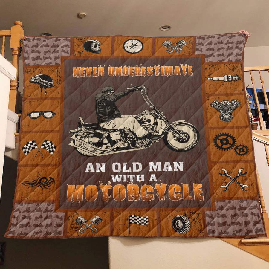 Wozoro Quilt Blanket Motorcycle An Old Man Twin Queen King Size