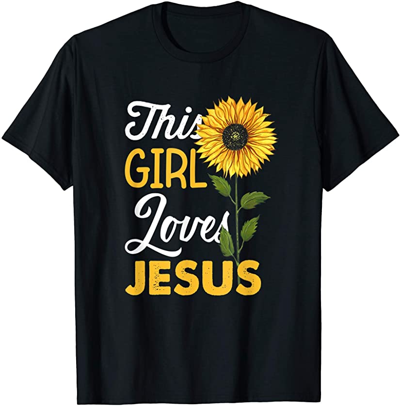 Girl Loves Jesus Cute Christian Women Faith Cute Religious T-Shirt