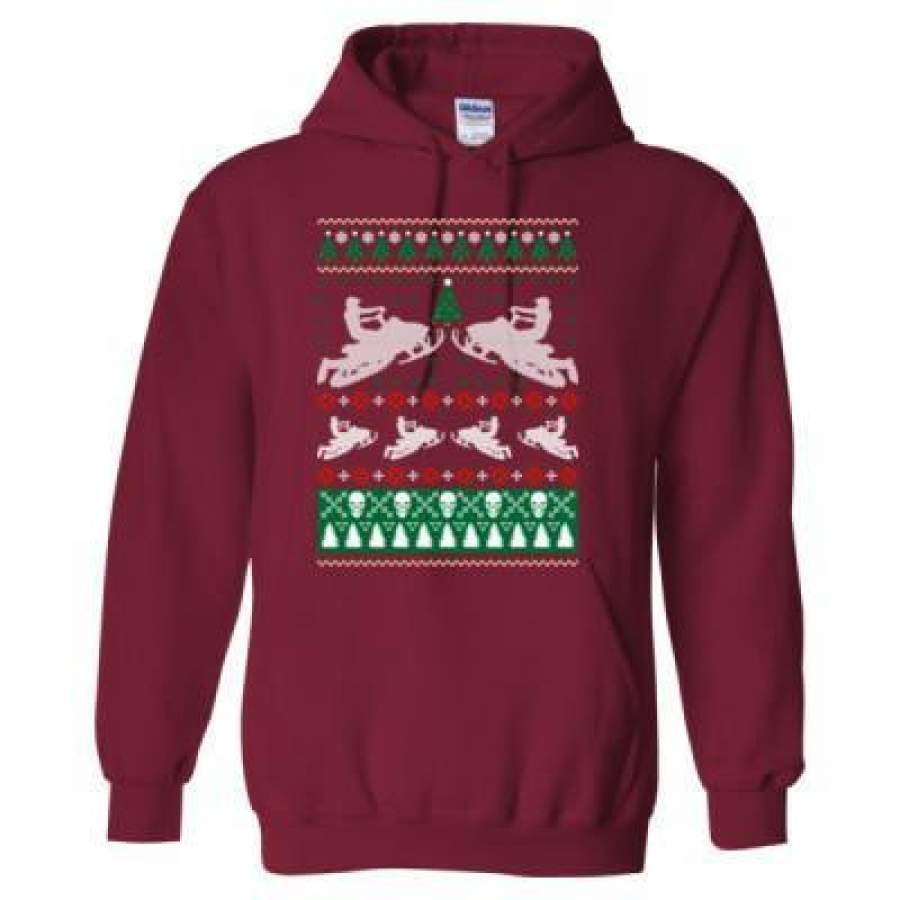 AGR Snowmobile Ugly Christmas Sweater – Heavy Blend™ Hooded Sweatshirt