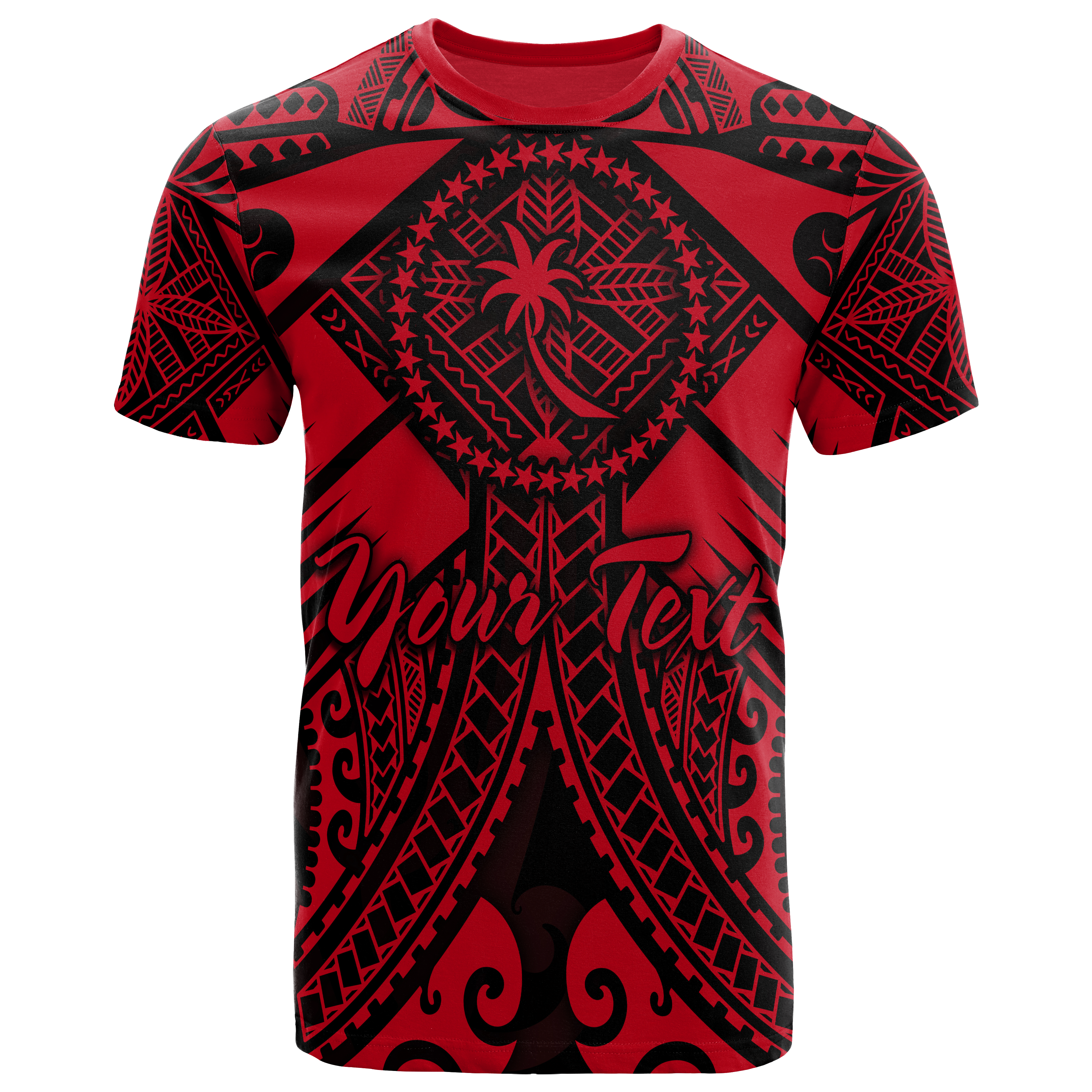 Chuuk Custom Personalised T-Shirts  – Red Seal with Polynesian Tattoo – BN18