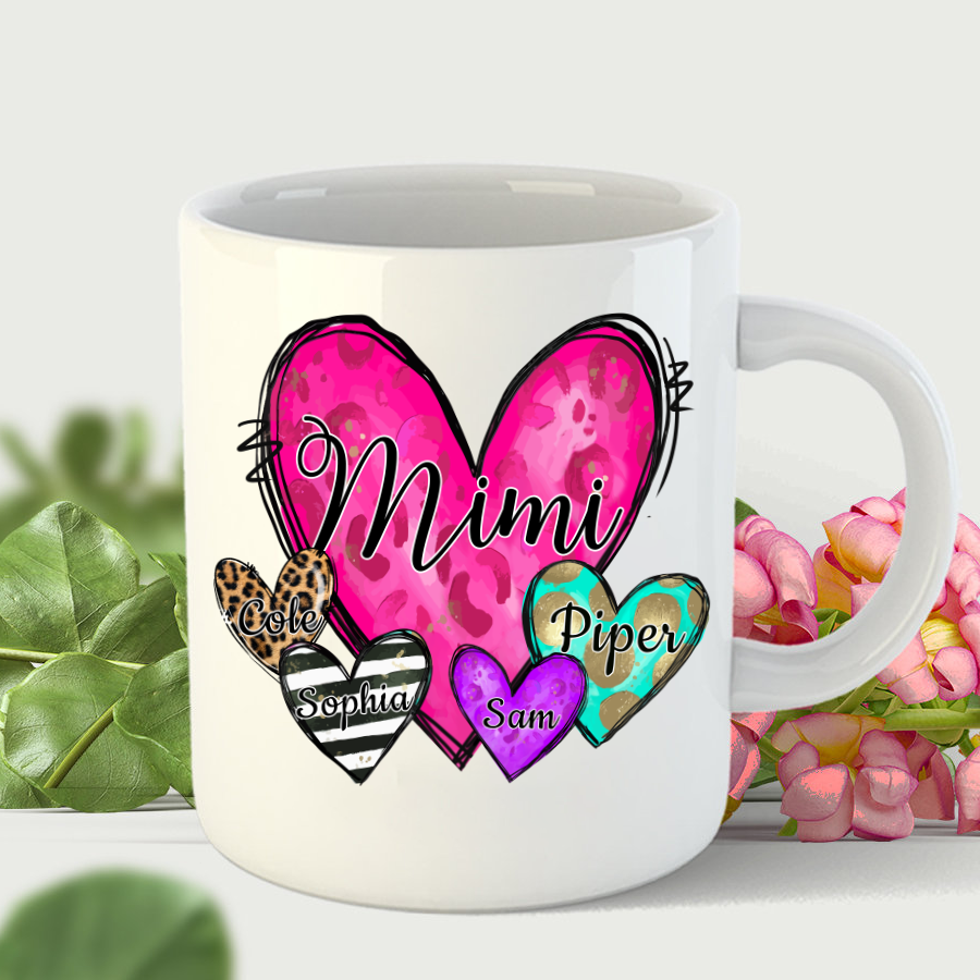 Mimi Hearts With Grandkids Leopard Mug