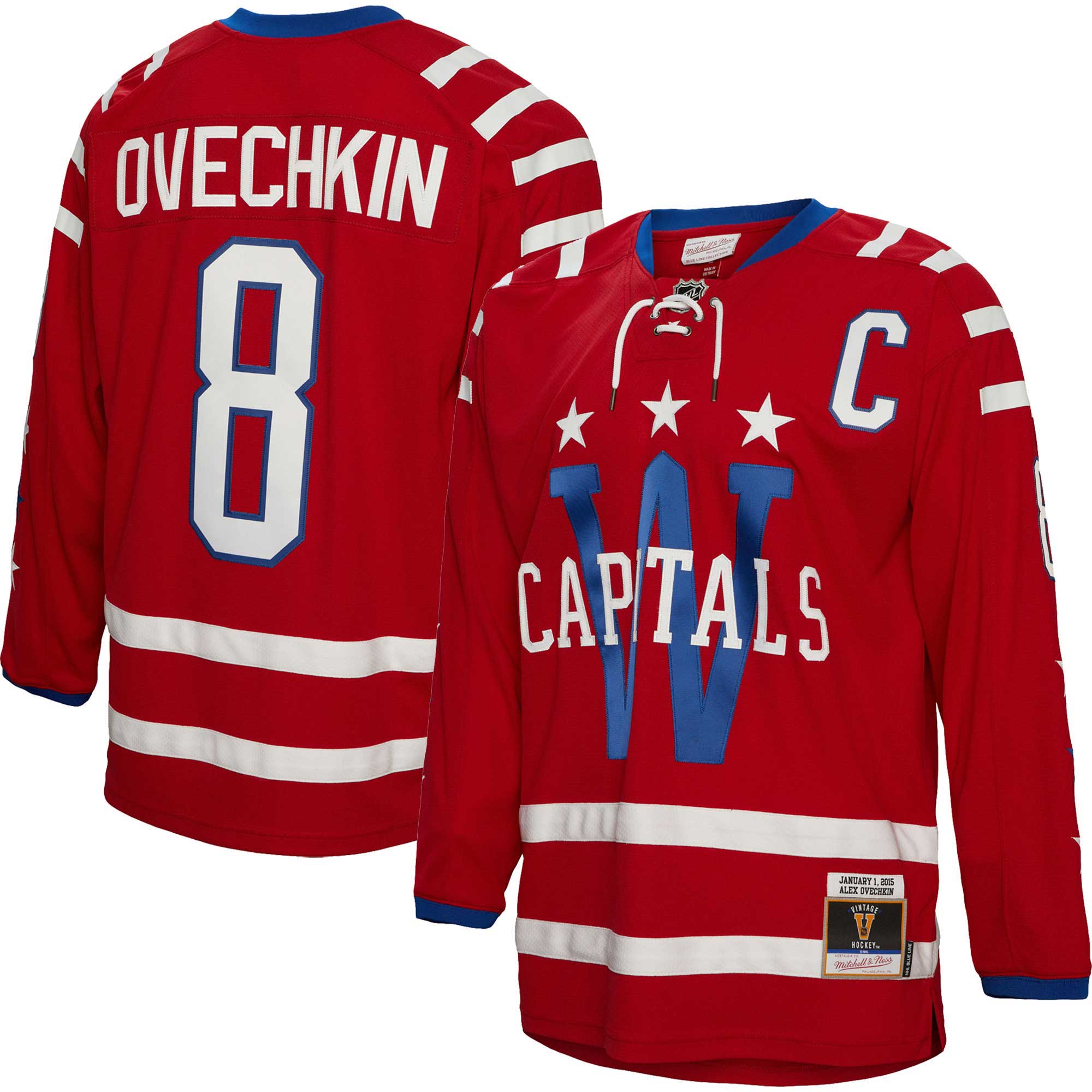 Men's Washington Capitals Alexander Ovechkin Mitchell & Ness Red Captain Patch 2015 Winter Classic Blue Line Player Jersey