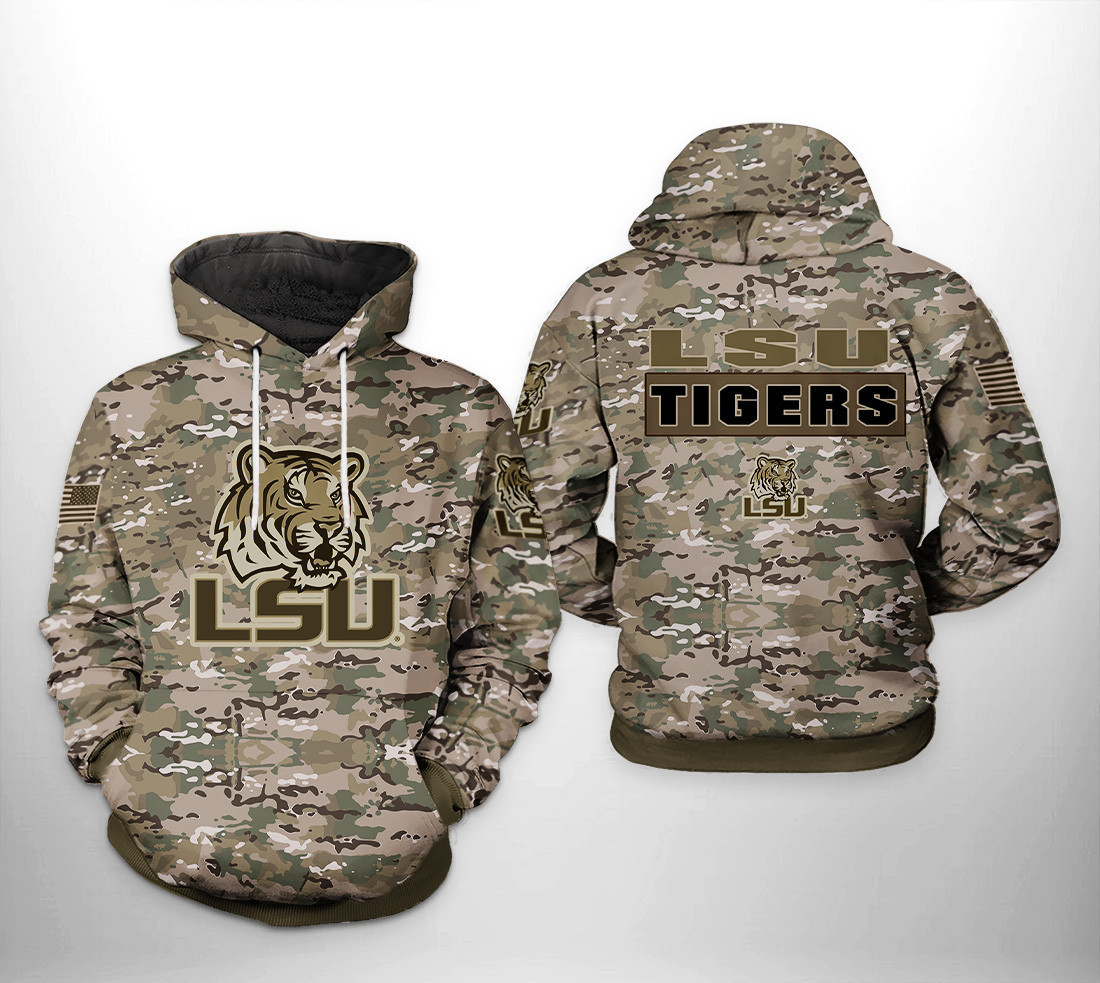 Lsu Tigers Ncaa Camo Veteran Hoodie & Zip Hoodie