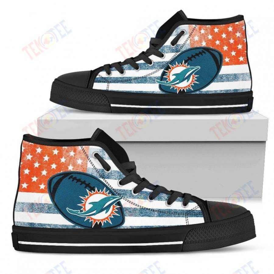 Mens Womens Miami Dolphins High Top Shoes Flag Rugbytop Quality TMT225