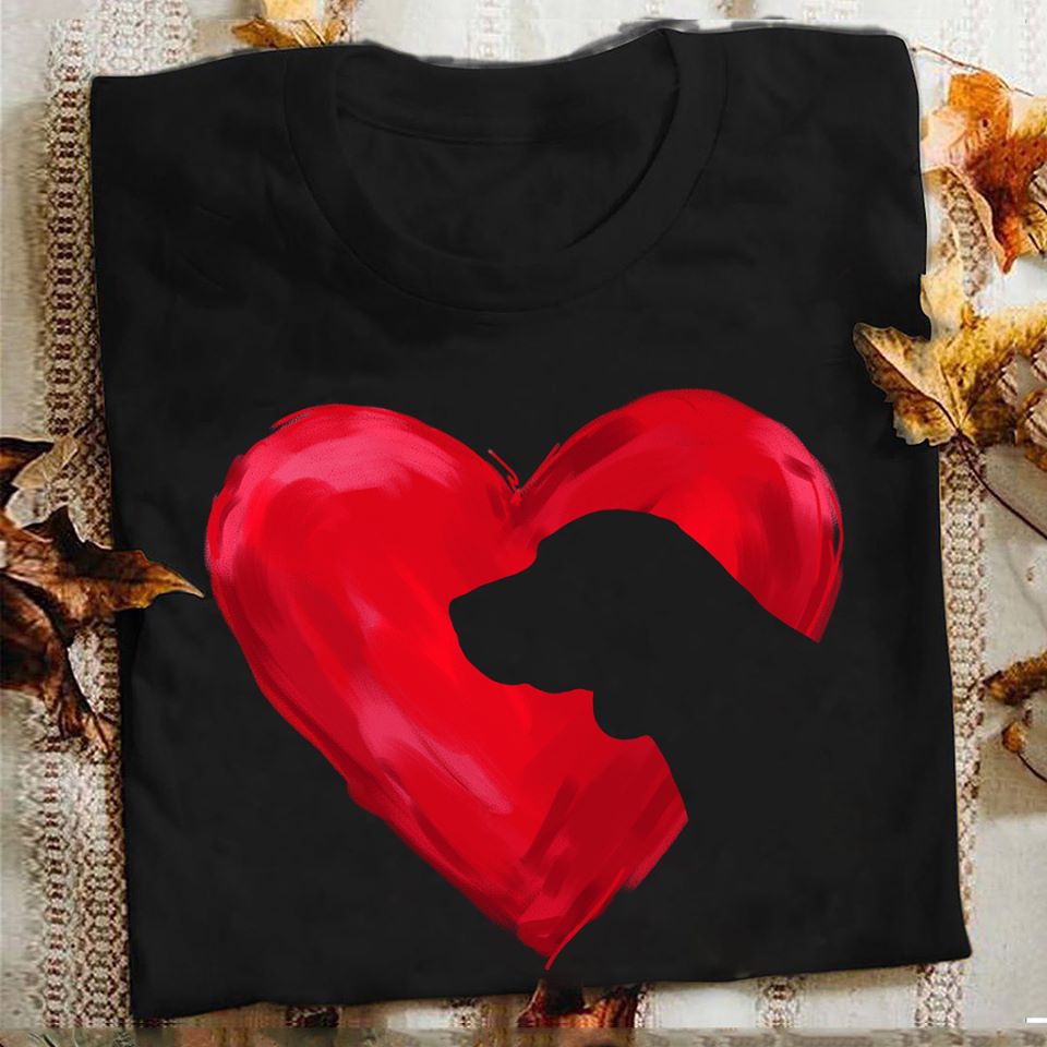 Red Heart Love Dog Standard Men T-shirt