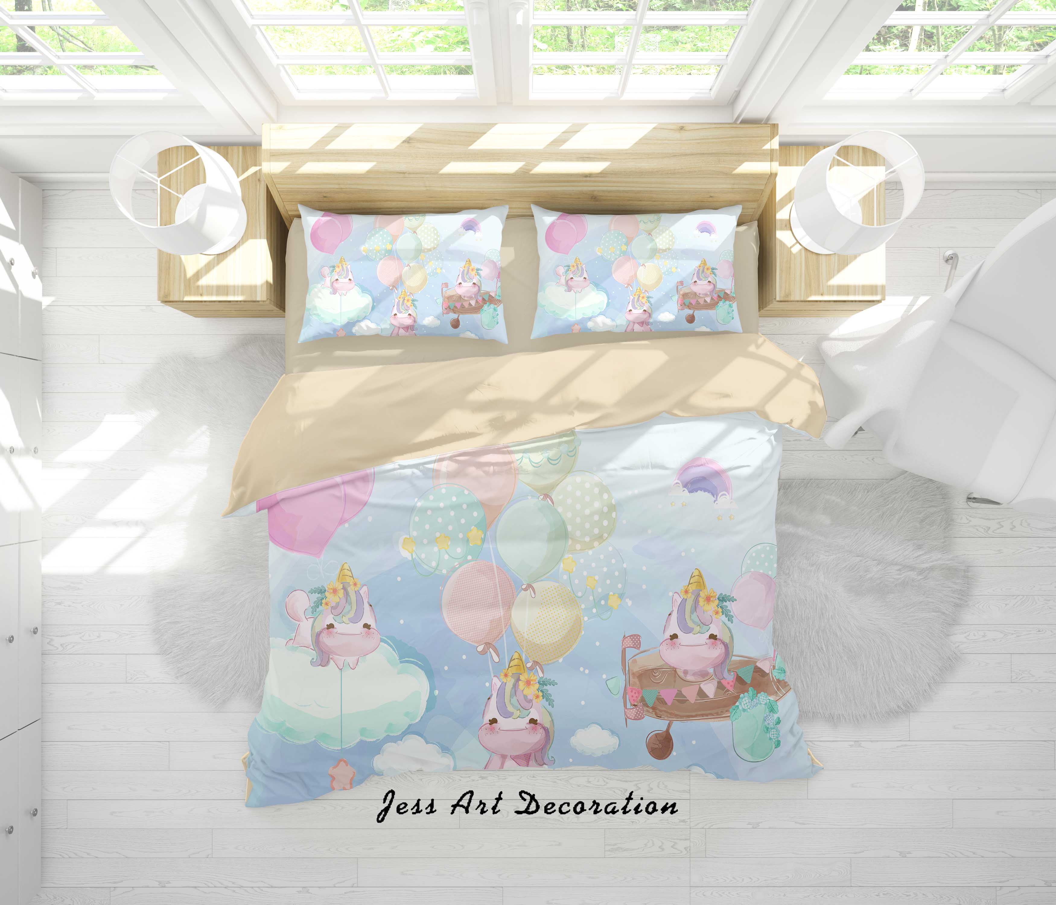 3D Cartoon Animal Balloon Quilt Cover Set Bedding Set Duvet Cover Pillowcases A355 Lqh