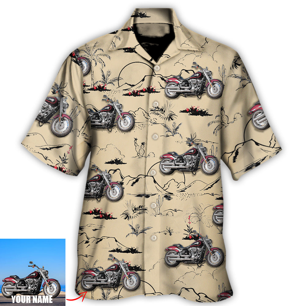 Motorcycle Desert Catus Mountain Flower Custom Photo Hawaii Shirt Ha100749