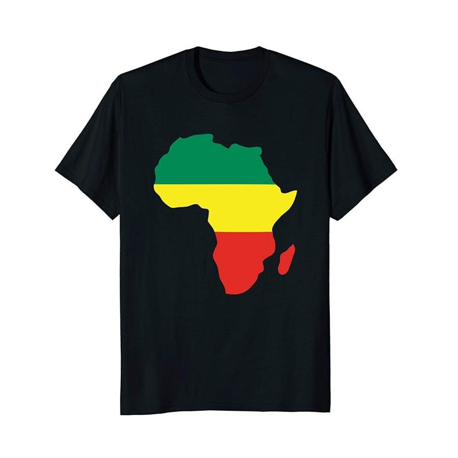 Africa Reggae Map Men’S T-Shirt African Rasta Green Yellow Red