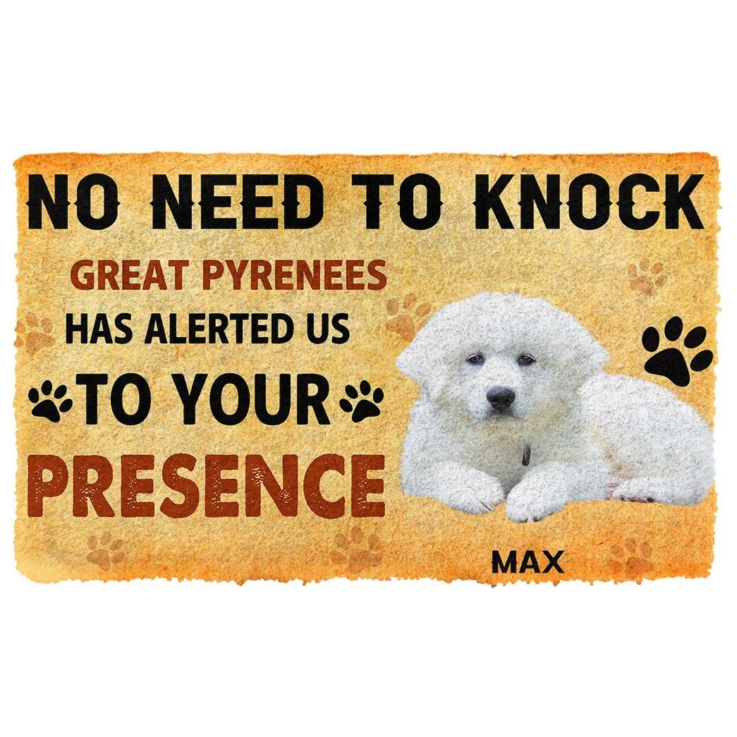 Gearhuman 3D No Need To Knock Great Pyrenees Dog Custom Name Doormat