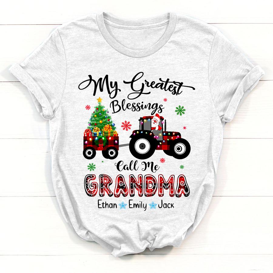 T-Shirt, My Greatest Blessings Call Me Grandma Christmas Shirt, Custom Grandma Gift Shirt