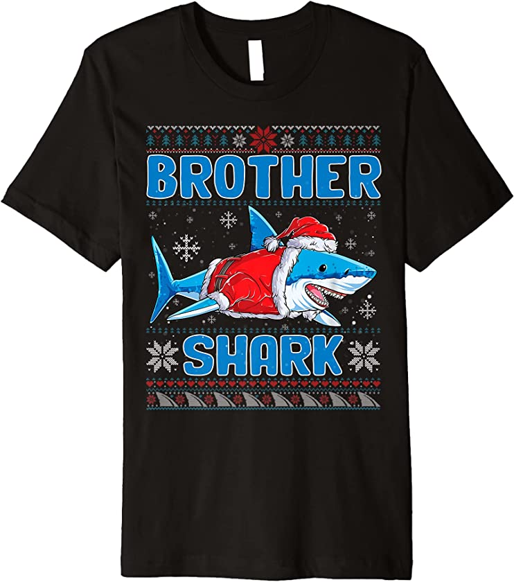 Brother Santa Shark Lover Christmas Family Ugly Xmas Sweater Premium T-Shirt