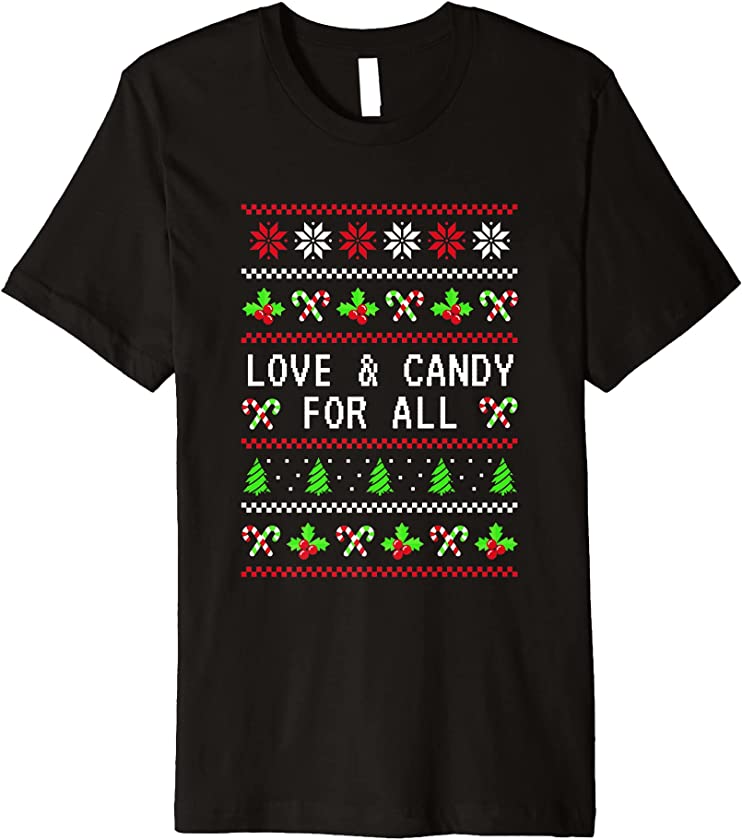 Love and Candy Christmas Candy Cane Ugly Christmas Premium T-Shirt