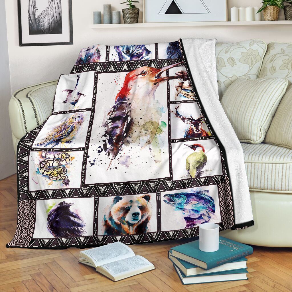 Woodpecker Totem Native American Animals Sherpa Fleece Blanket Great Customized Blanket Gifts For Birthday Christmas Thanksgiving