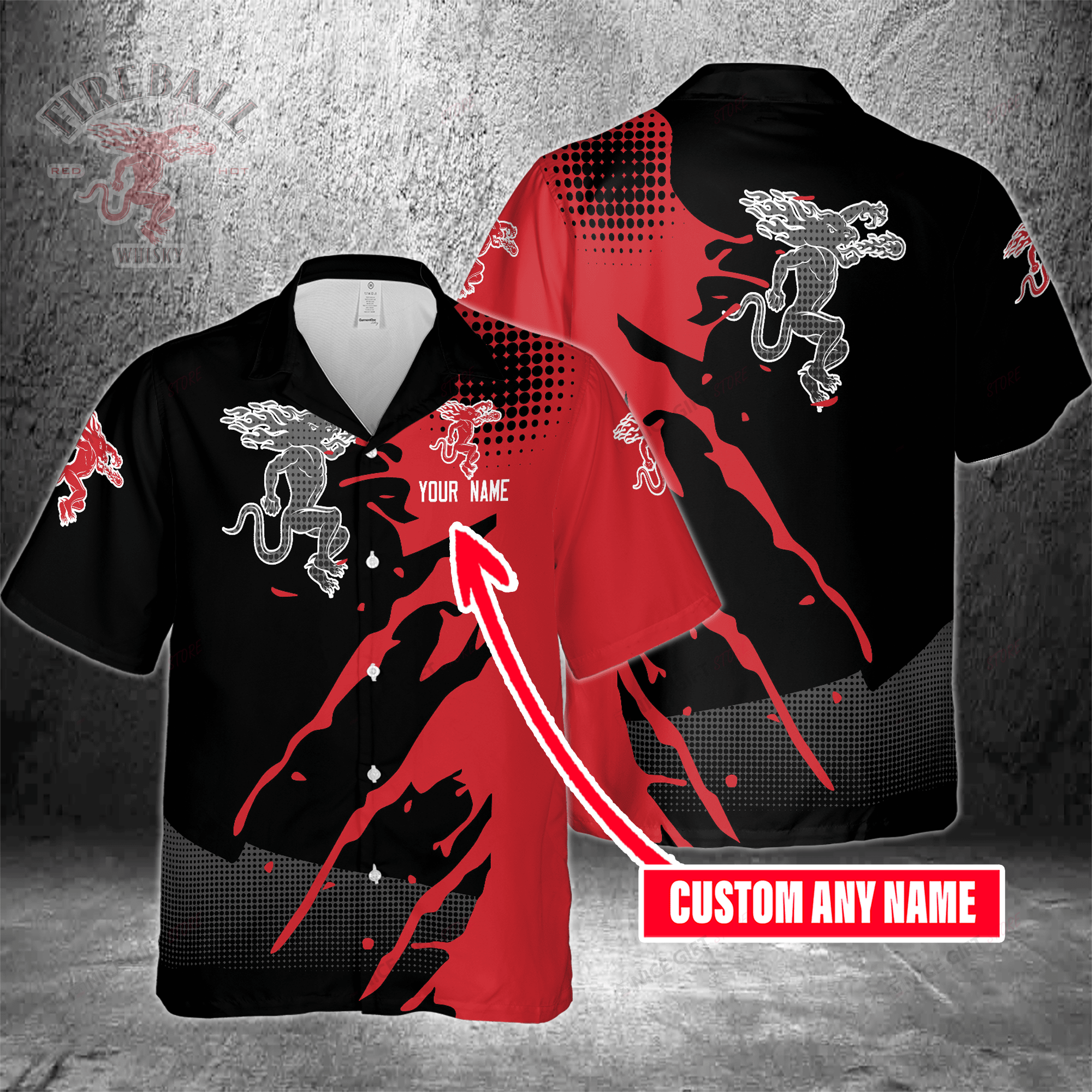 Fireball Cinnamon Whisky Custom Name Hawaiian Shirt 3Hs-F7S0