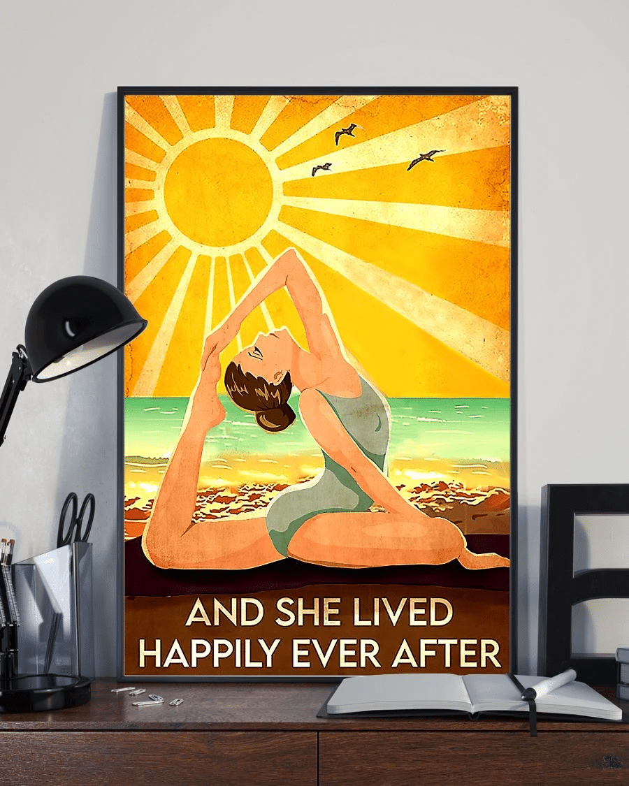 Yoga Girl Poster Canvas – And She Lived Happily Ever After Vintage Home Decor Wall Art Evg80551