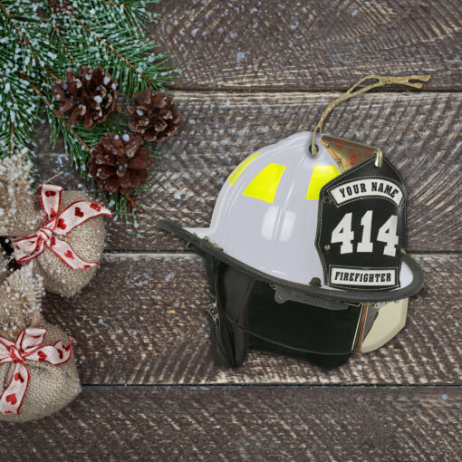 Personalized Firefighter Ornament, Wood Ornament, Christmas Ornament, Christmas Gift, Firefighter Gift, Firemen Gift, Firefighter Helmet Ornament