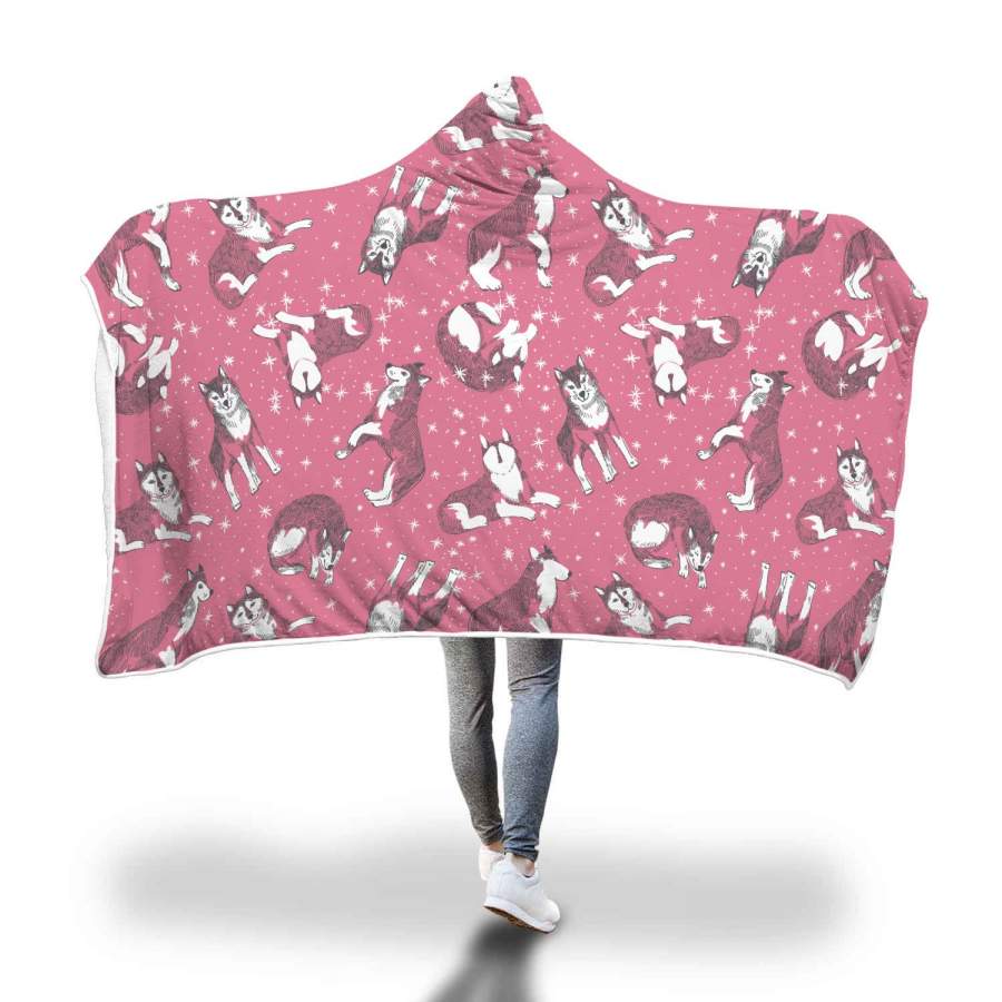 Wolf Pink Hooded Blanket