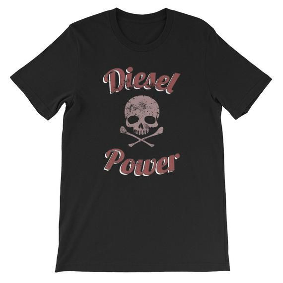 Diesel Power Skull Truck Offroad Red Distressed Shirt