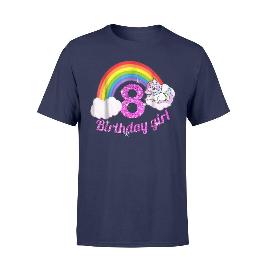 8th Birthday For Girl Unicorn Rainbow T Shirt