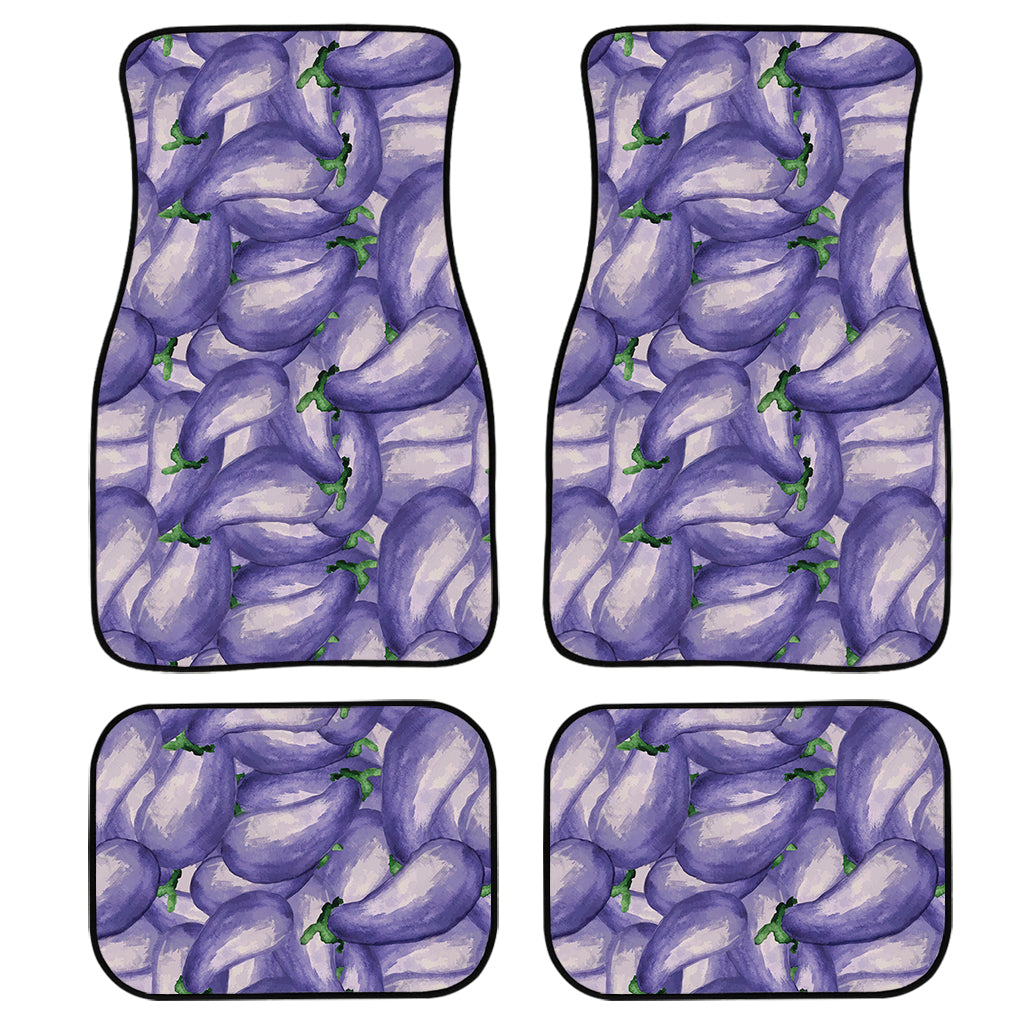 Watercolor Eggplant Print Front And Back Car Floor Mats, Front Car Mat