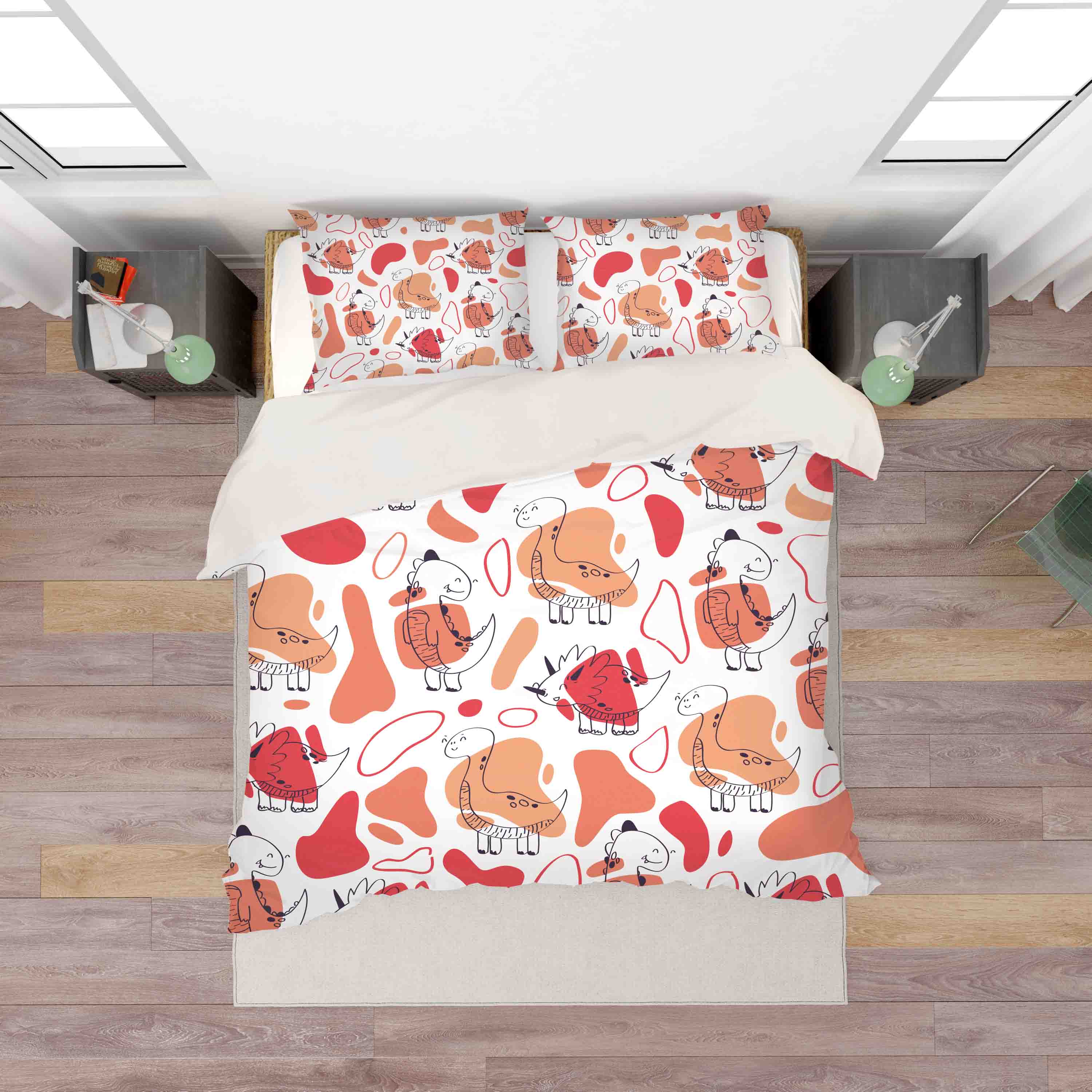 3D Dinosaur Pattern Red Quilt Cover Set Bedding Set Pillowcases 31