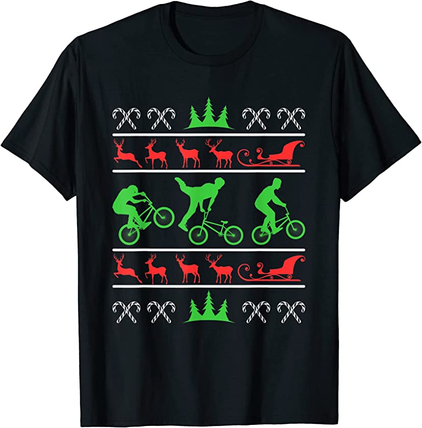 Ugly Christmas BMX Cycling Biker X-Mas Santa Claus New Year T-Shirt