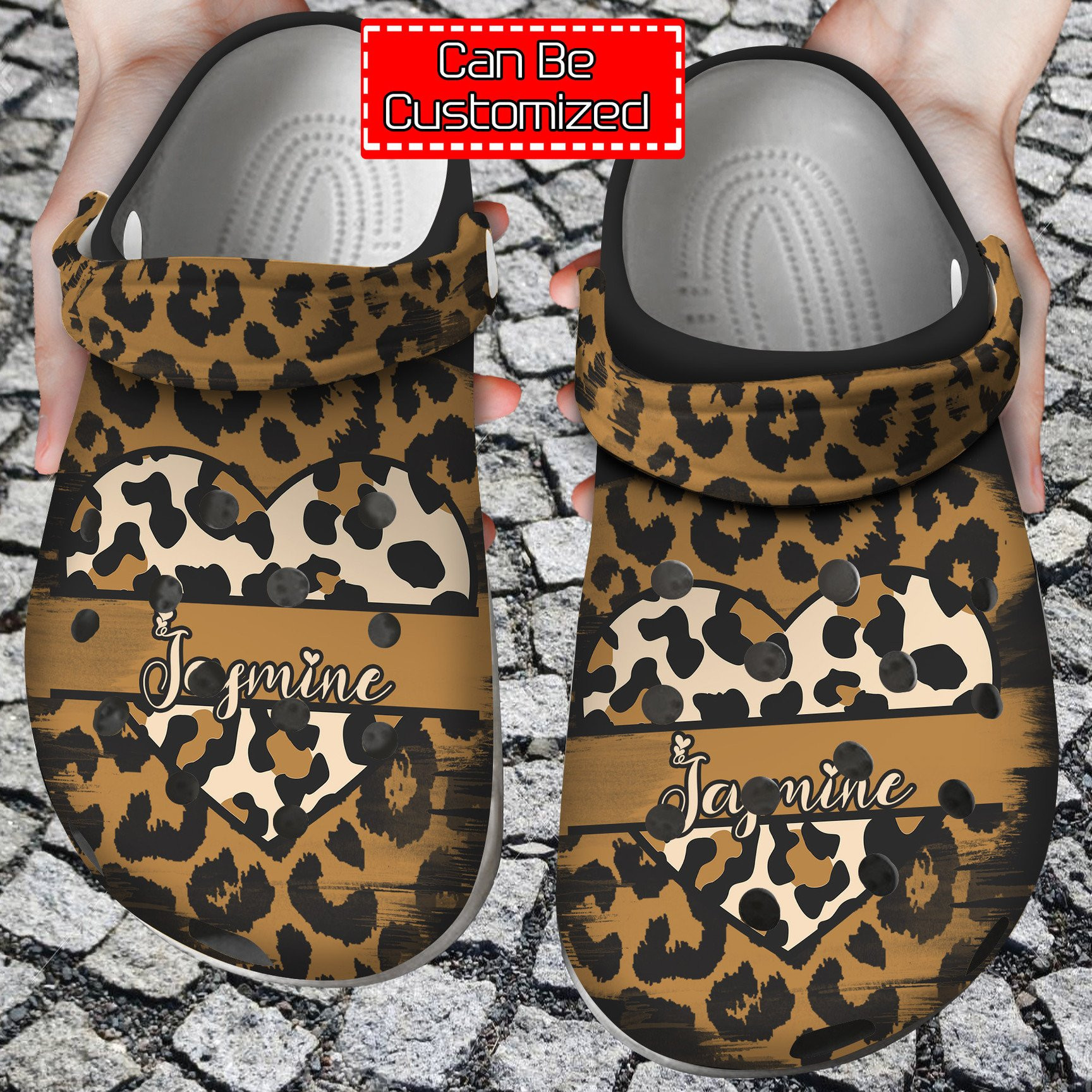 Personalized Valentine Love Heart Leopard Crocs Crocs Clog Shoes