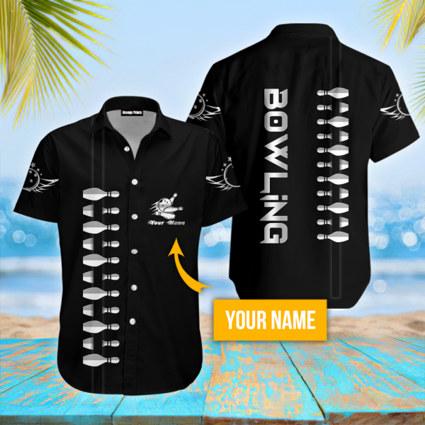 Bowling Black Custom Hawaii Shirt For Men Women Ha74688