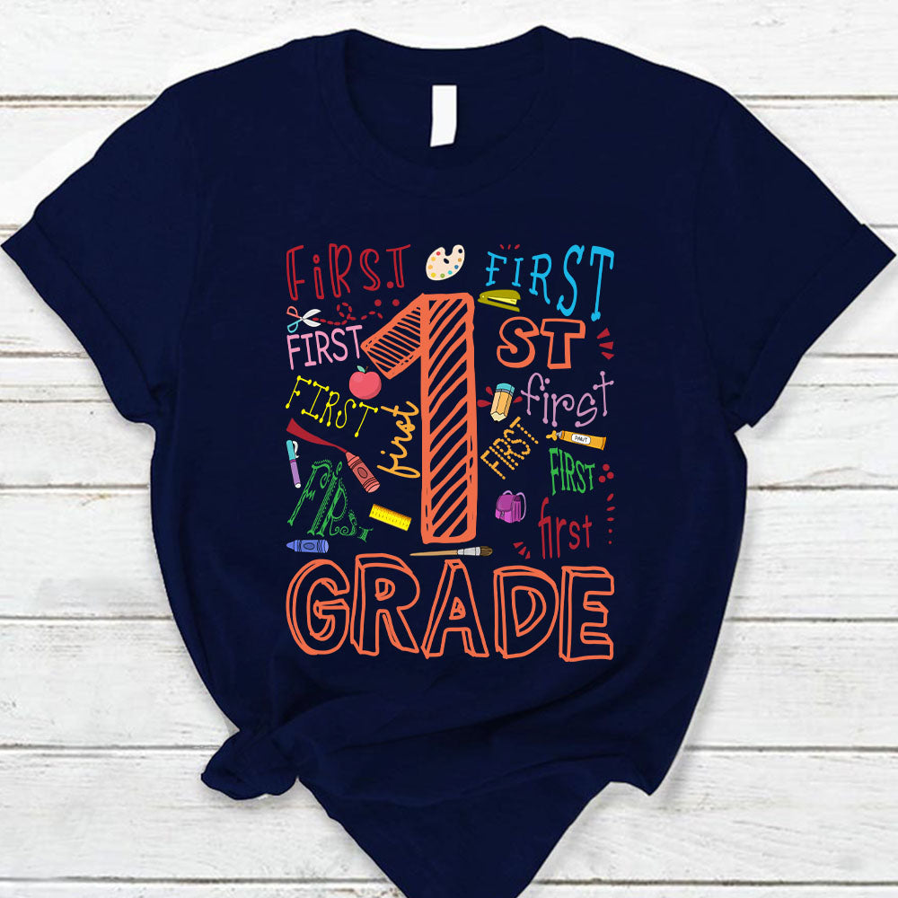 First Grade Colorful Sketch T-Shirt For Teacher Ph99 Nh00